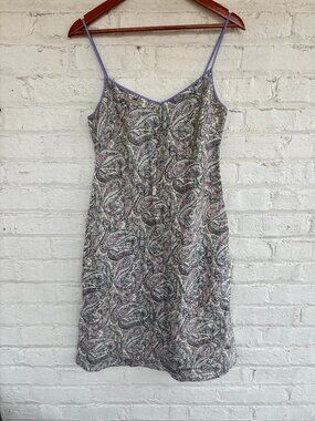 J. Crew Paisley Slip Dress in Lavender Trim